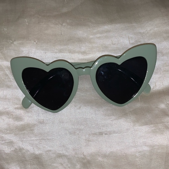 Heart Sunglasses in Sage Green - Picture 3 of 4